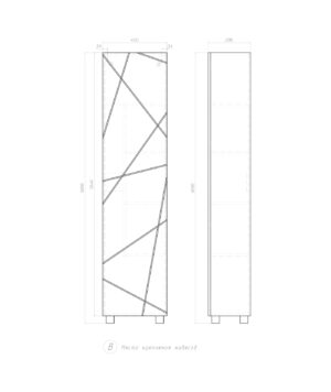 Пенал Geometry 450, 45 см, напольный, цвет бетон, 1 дверь, 4 полки, отделение для швабры, в разобранном виде — изображение 6