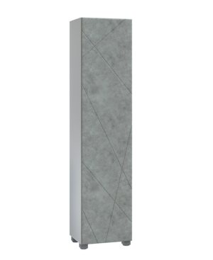 Пенал Geometry 450, 45 см, напольный, цвет бетон, 1 дверь, 4 полки, отделение для швабры, в разобранном виде