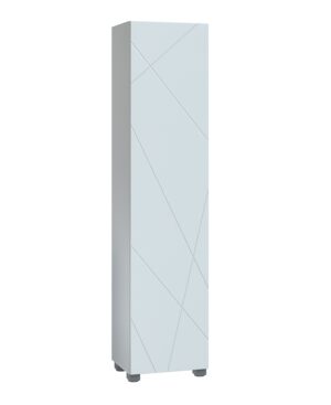 Пенал Geometry 450, 45 см, напольный, цвет белый, 1 дверь, 4 полки, отделение для швабры, в разобранном виде