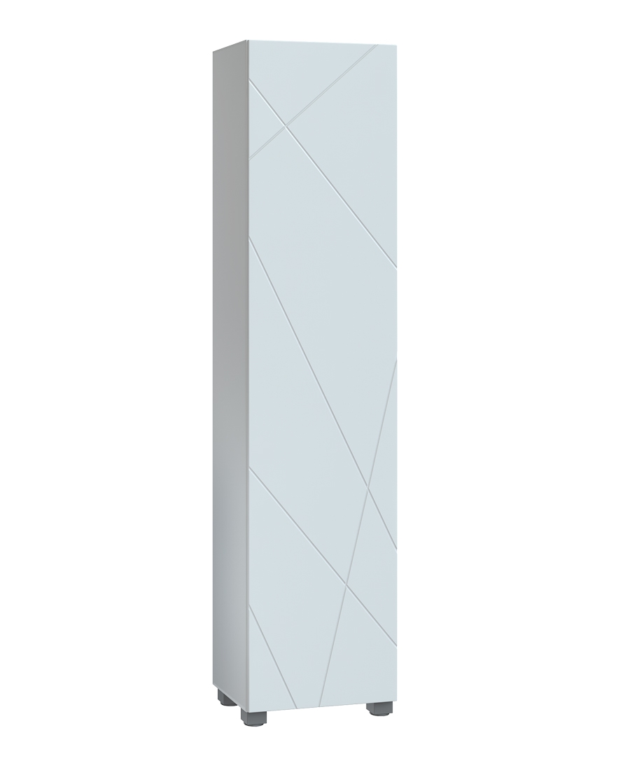 thumb.a109736535dd98c19fa8835d0d0a0947b1a843f3.jpg.rf Пенал Geometry 450, 45 см, напольный, цвет белый, 1 дверь, 4 полки, отделение для швабры, в разобранном виде — изображение 1