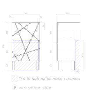 Комплект тумбы навес./напол. Geometry 500-0-2 (2 ящика) белый,  с умыв. Como — изображение 7