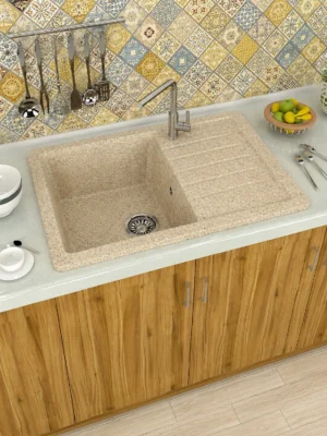Мойка кухонная T016/Q005 песочная матовая 740×490 мм