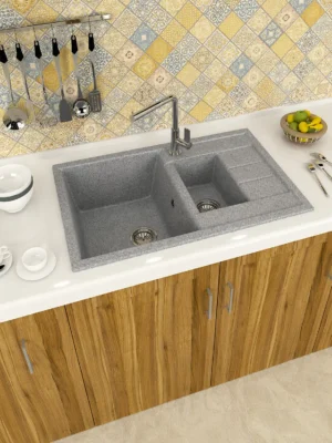 Мойка кухонная T210/Q008 серая матовая 755×500 мм