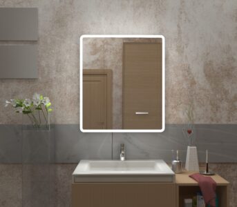 Зеркальный шкаф с подсветкой ENIO 70×80 см, правая, управление на взмах, холодный свет