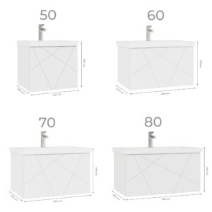 Комплект тумбы навес. Geometry 700-0-1 (1 ящик) белый,  с умыв. Como — изображение 5