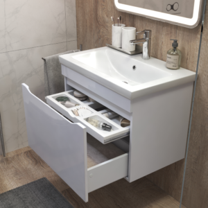 Комплект тумбы навес. Grani 700-0-1 (1 ящик) белый,  с умыв. Como — изображение 2