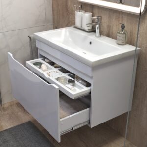 Комплект тумбы навес. Grani 800-0-1 (1 ящик) белый,  с умыв. Como — изображение 4