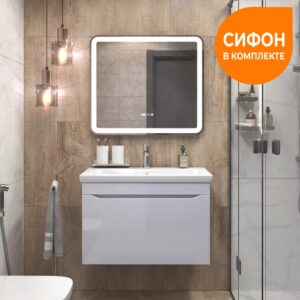 Комплект тумбы навес. Grani 800-0-1 (1 ящик) белый,  с умыв. Como