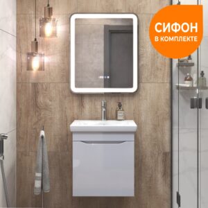 Комплект тумбы навес. Grani 500-0-1 (1 ящик) белый,  с умыв. Como