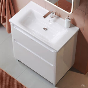 Комплект тумбы напол. Lana 800 белый 2 ящика с умыв. Миранда