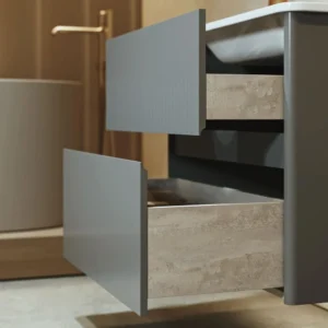 Комплект тумбы навес. Wave 1050 голубой деним 2 ящика с умыв. Nikson — изображение 5