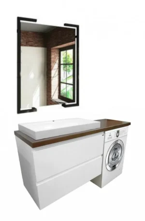 Тумба Malibu Luxe 155 см, подвесная, цвет белый, 2 ящика, с раковиной Малибу, ориентация левая — изображение 3