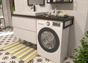 Тумба Malibu Luxe 155 см, подвесная, цвет белый, 2 ящика, с раковиной Малибу, ориентация левая — изображение 4