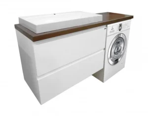Тумба Malibu Luxe 155 см, подвесная, цвет белый, 2 ящика, с раковиной Малибу, ориентация левая — изображение 6