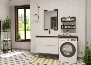 Тумба Malibu Luxe 155 см, подвесная, цвет белый, 2 ящика, с раковиной Малибу, ориентация левая — изображение 2