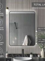 Зеркало с подсветкой Total Light 80×80 см, сенсорное управление, нейтральный свет
