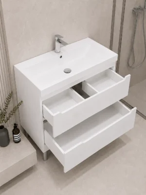 Комплект тумбы напол. Леон 700 белый 2 ящика с умыв. KERAMA MARAZZI Cubo — изображение 2