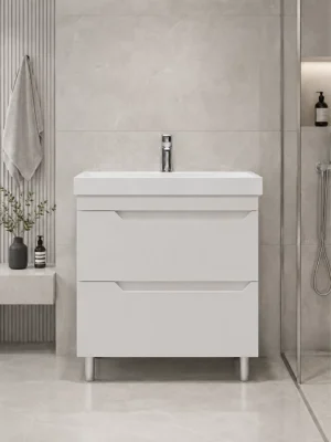 Комплект тумбы напол. Леон 700 белый 2 ящика с умыв. KERAMA MARAZZI Cubo