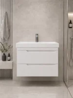 Тумба Леон 70 см, подвесная, цвет белый, 2 ящика, с раковиной KERAMA MARAZZI Cubo