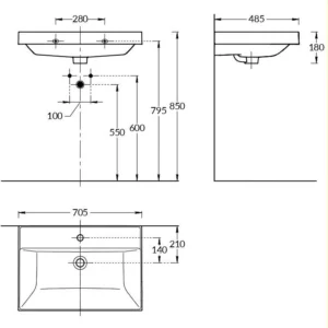 Комплект тумбы напол. Леон 700 белый 2 ящика с умыв. KERAMA MARAZZI Cubo — изображение 5