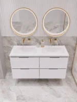 Тумба с раковиной Barcelona Luxe 120 см, 2 чаши, 4 ящика, подвесная, белая